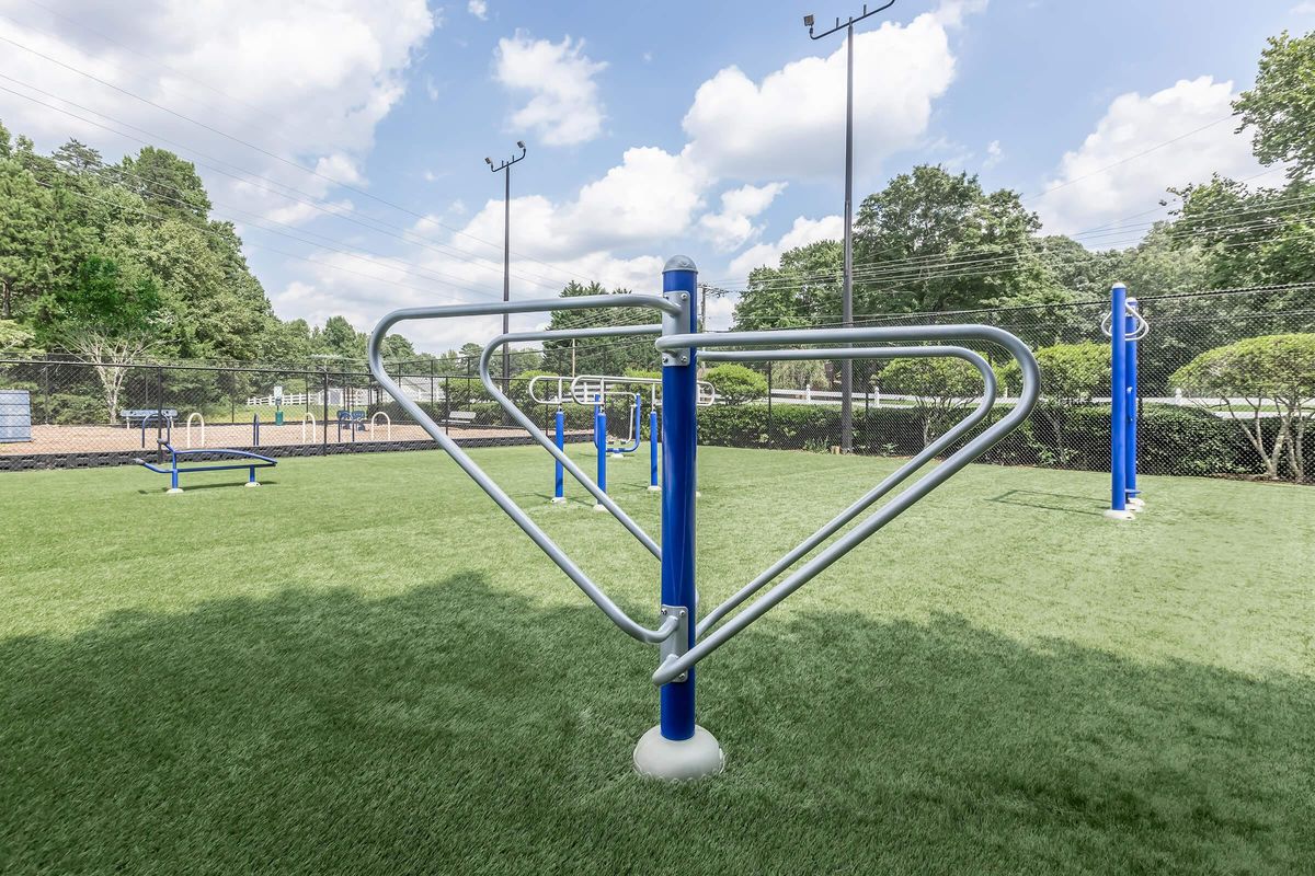 a playground in a grass field