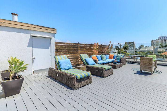 Seating area on 901 Ocean Ave rooftop
