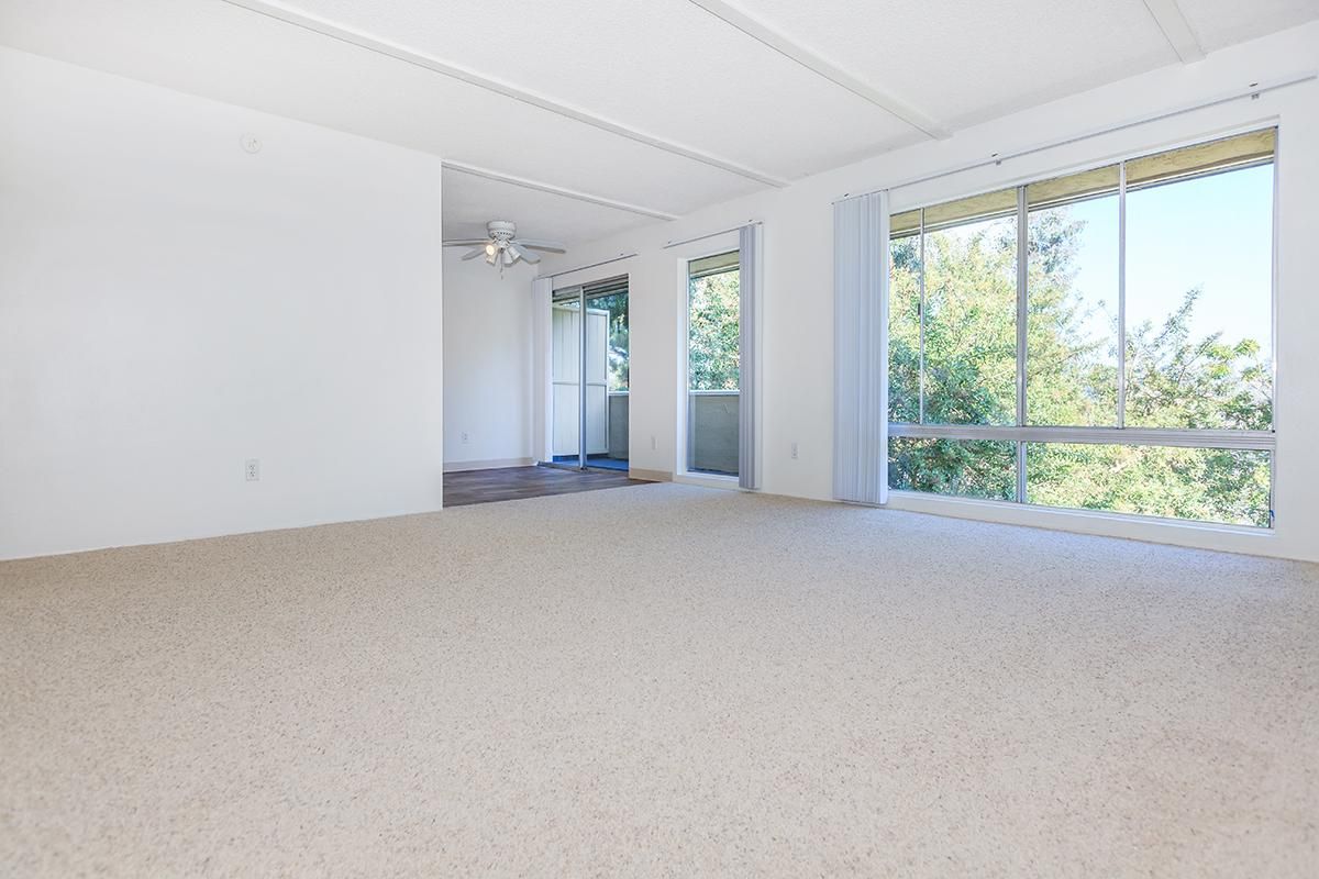 a room with a large window