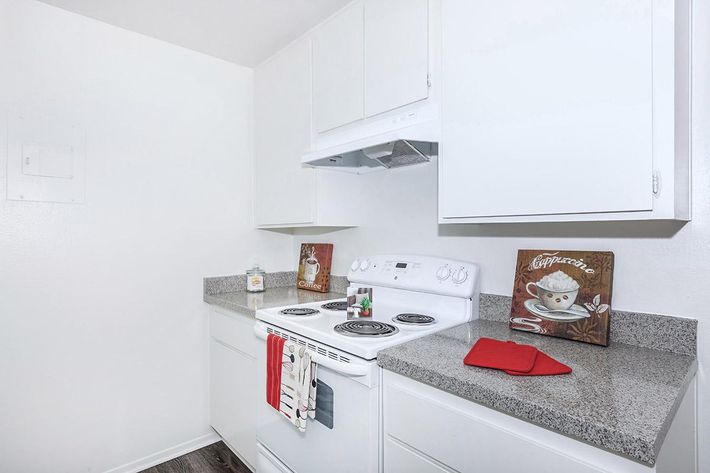 Kitchen with a white stove