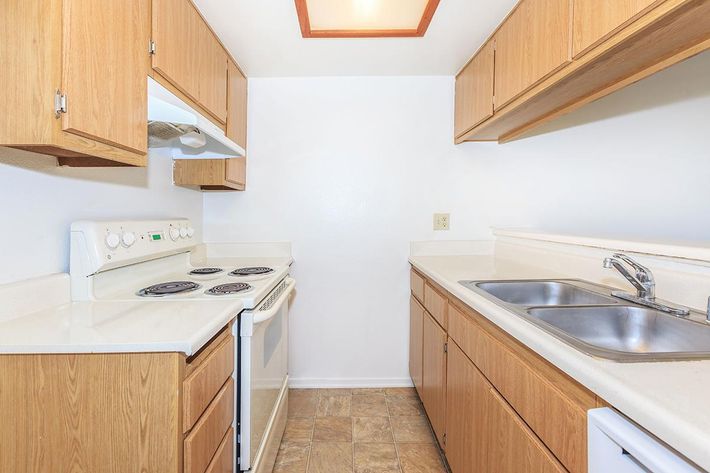 Kitchen with wooden cabinets