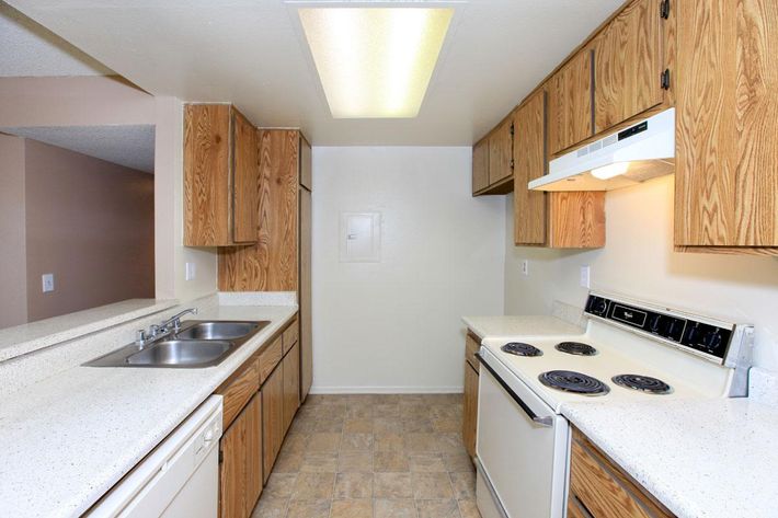 Kitchen with white appliances