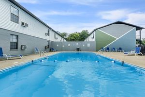 a blue pool of water