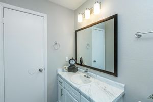 a sink and a mirror