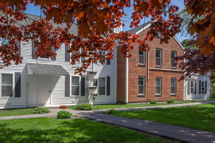 a tree in front of a house