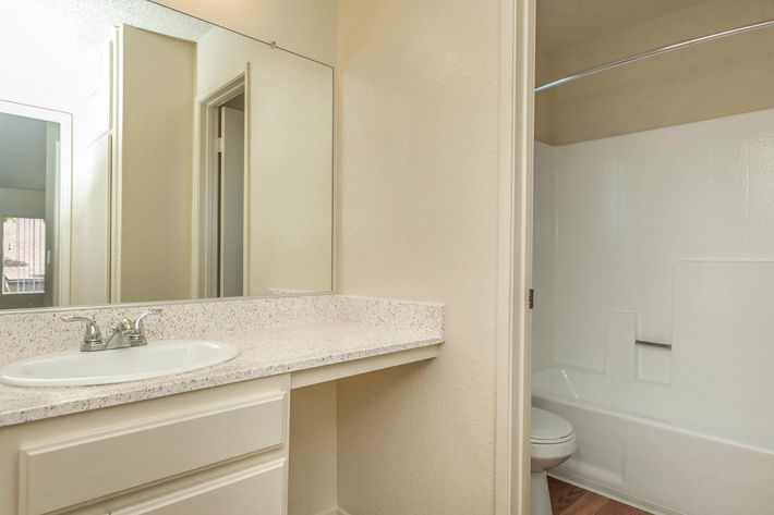 Bathroom with wooden floors