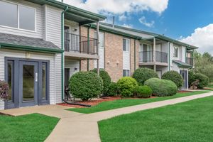 Apartment exteriors at Port Crossing Apartments in Portage, Indiana