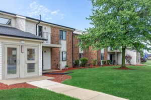 Apartment exteriors at Port Crossing Apartments in Portage, Indiana