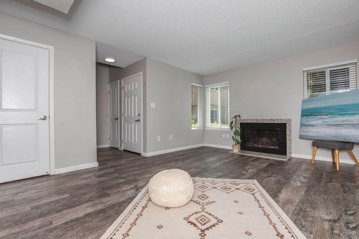 a living room filled with furniture and a rug