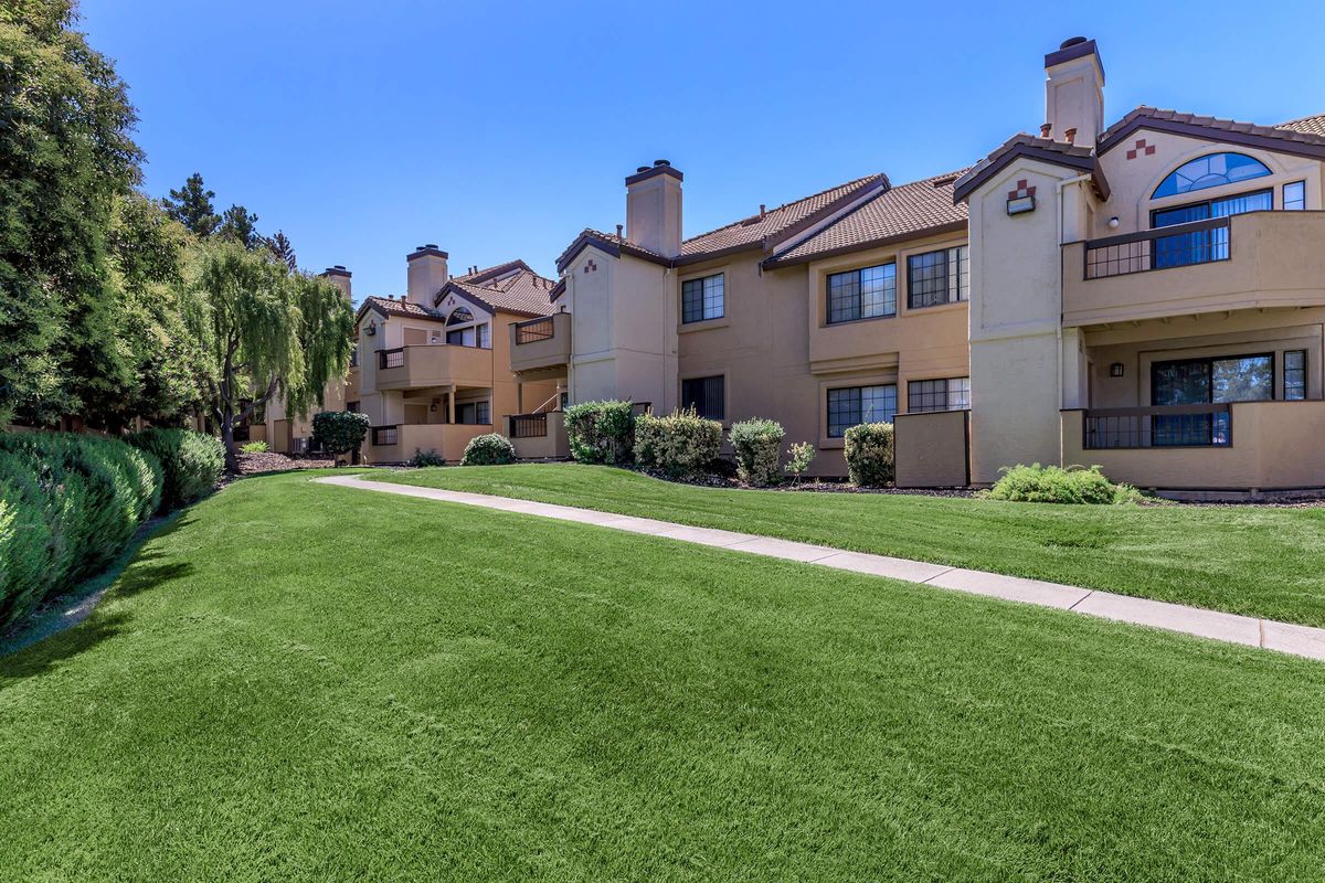 a large lawn in front of a building