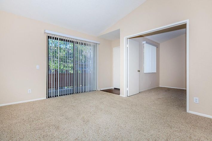 Living room with sliding glass doors