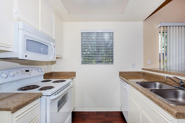 Kitchen with white cabinets