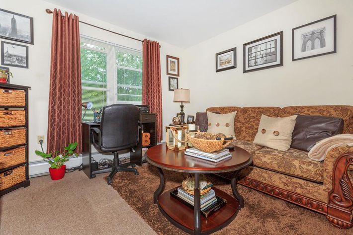 a living room filled with furniture and a rug