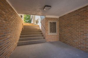 a close up of a brick building