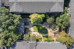 a garden in front of a building