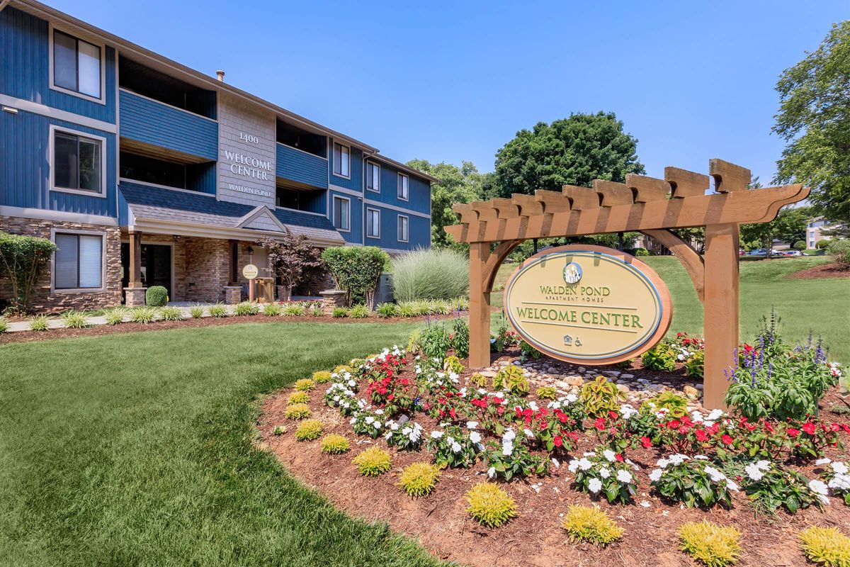 a close up of a flower garden in front of a building