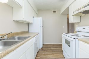 a kitchen with a stove and a sink