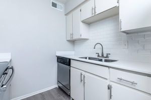 a kitchen with a stove and a sink