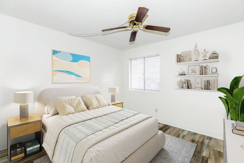 Furnished bedroom at Sand Dollar.