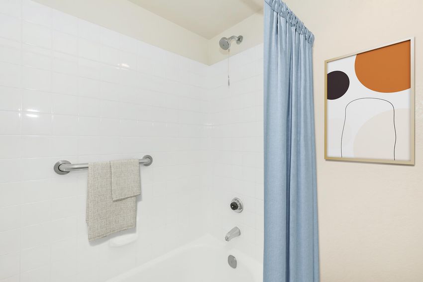 Bathtub and shower at Sand Dollar.
