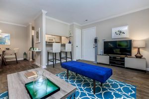Updated Living Space with Wood-Style Vinyl Flooring + Ashley Oaks Apartments + San Antonio + Texas