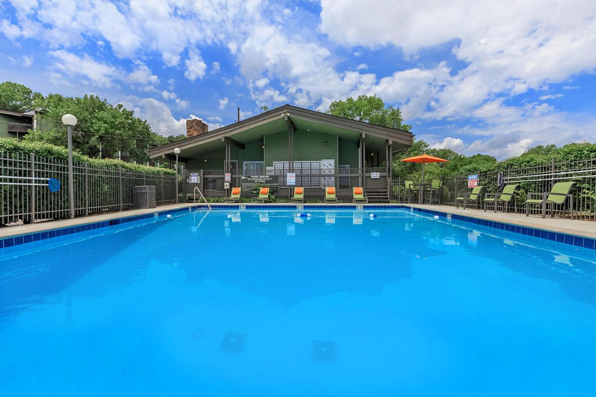 take a dive in the shimmering swimming pool at Sunrise Apartments in Nashville, Tennessee
