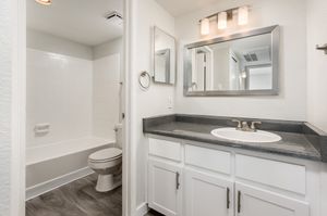 White vanity in bathroom at Azul Apartments in Phoenix, Arizona