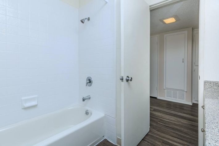 Shower with wooden floors