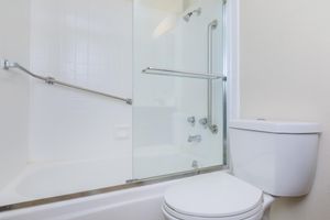 Bathroom with glass shower door