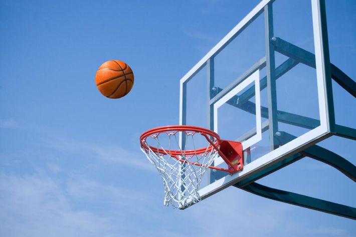 a close up of a basketball game