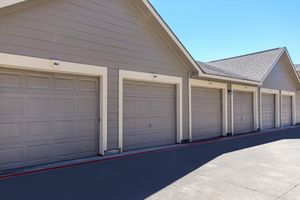 a row of car garages