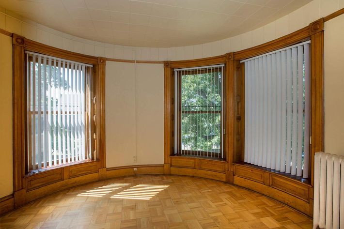 a room with a large window