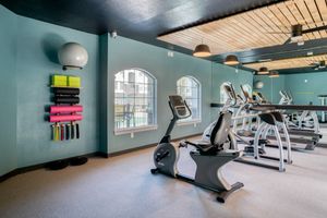 Yoga equipment, exercise ball and cardio machines in Fitness Center at Prisma in Albuquerque, NM