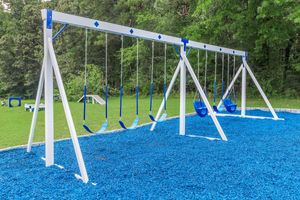 a playground with a blue background