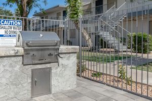 Outdoor stainless steel grill area