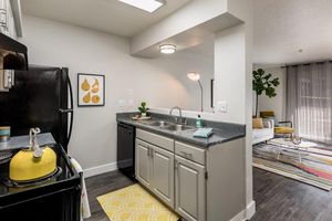 Kitchen with Wood-style flooring - Elevate Apartments - Tucson - Arizona