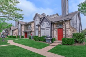 community buildings with green trees