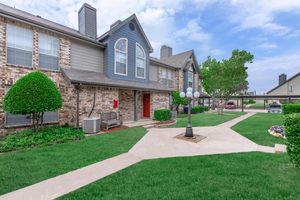 community building with a street light