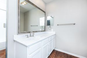 bathroom with white countertops