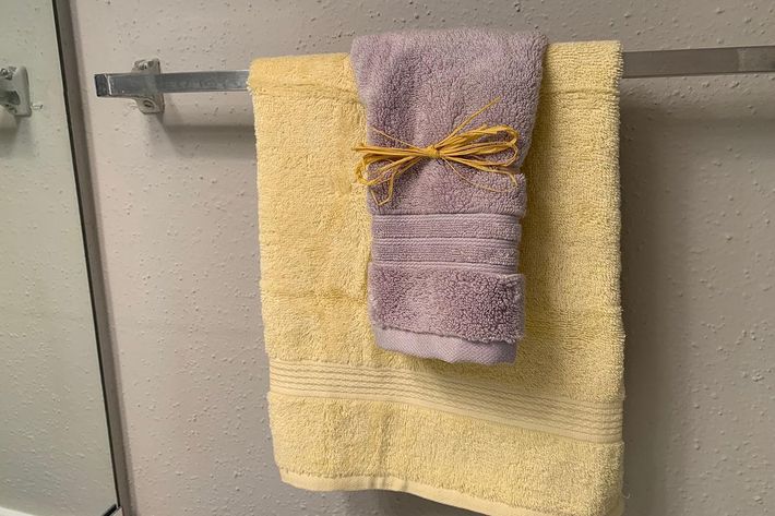 a towel hanging on the wall