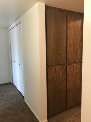 Closed wooden closet doors