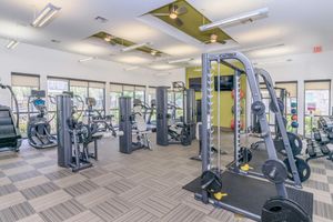 Vista Energy Corridor community gym with weights
