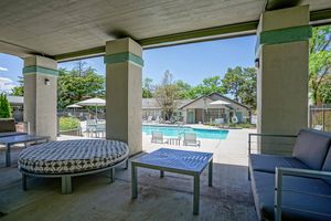 Shaded Pool-Side Lounge Area - The Overlook Apartments - Albuquerque - New Mexico 