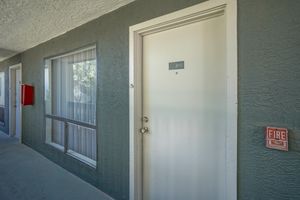 Front door to gold level unit at Treehouse Apartments in Albuquerque, New Mexico