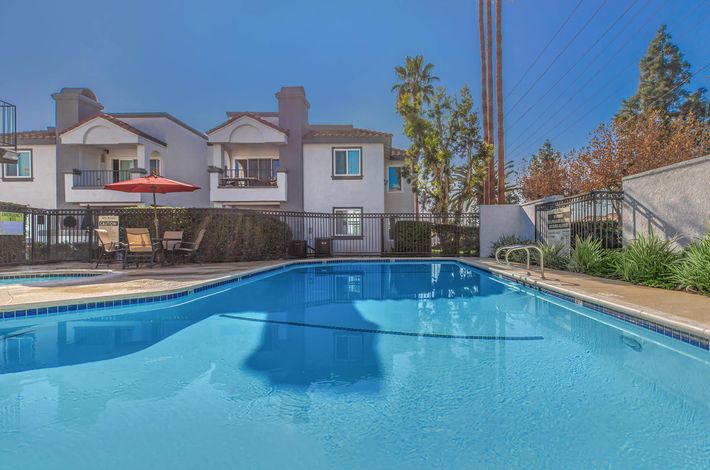Pool at Enclave at Town Square Apartments in Chino, CA