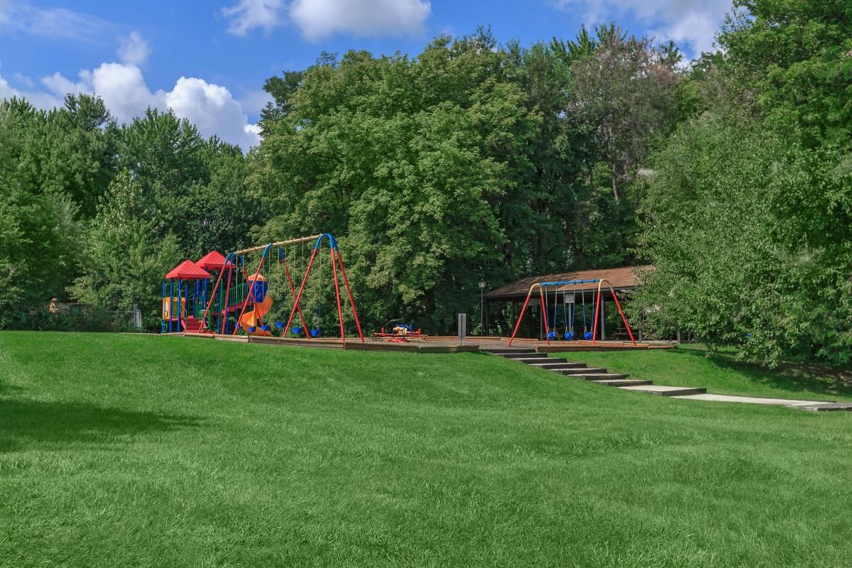 a playground in a grassy field