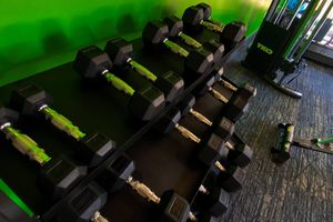 Gym with dumbbell weights