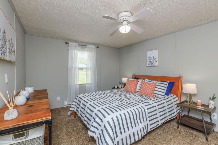 LARGE BEDROOM WITH AIR CIRCULATING AND ENERGY SAVING CEILING FAN