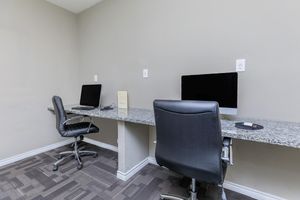 desks and chairs in the business center 