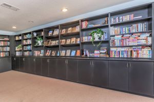 a room with a book shelf